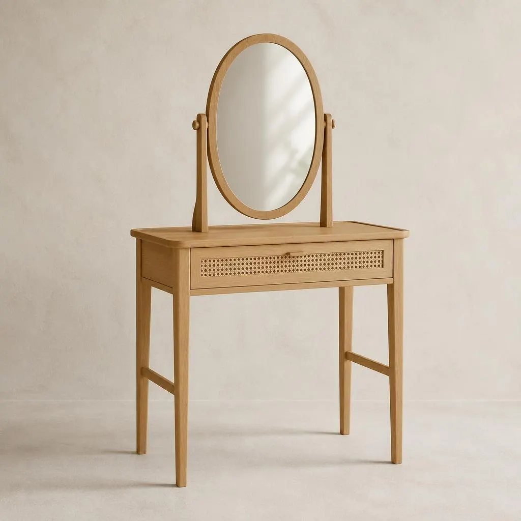Oak Vanity with Mirror
