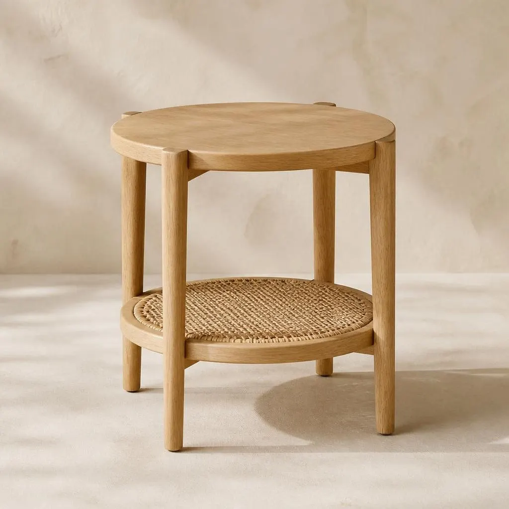 Rattan Shelf Side Table